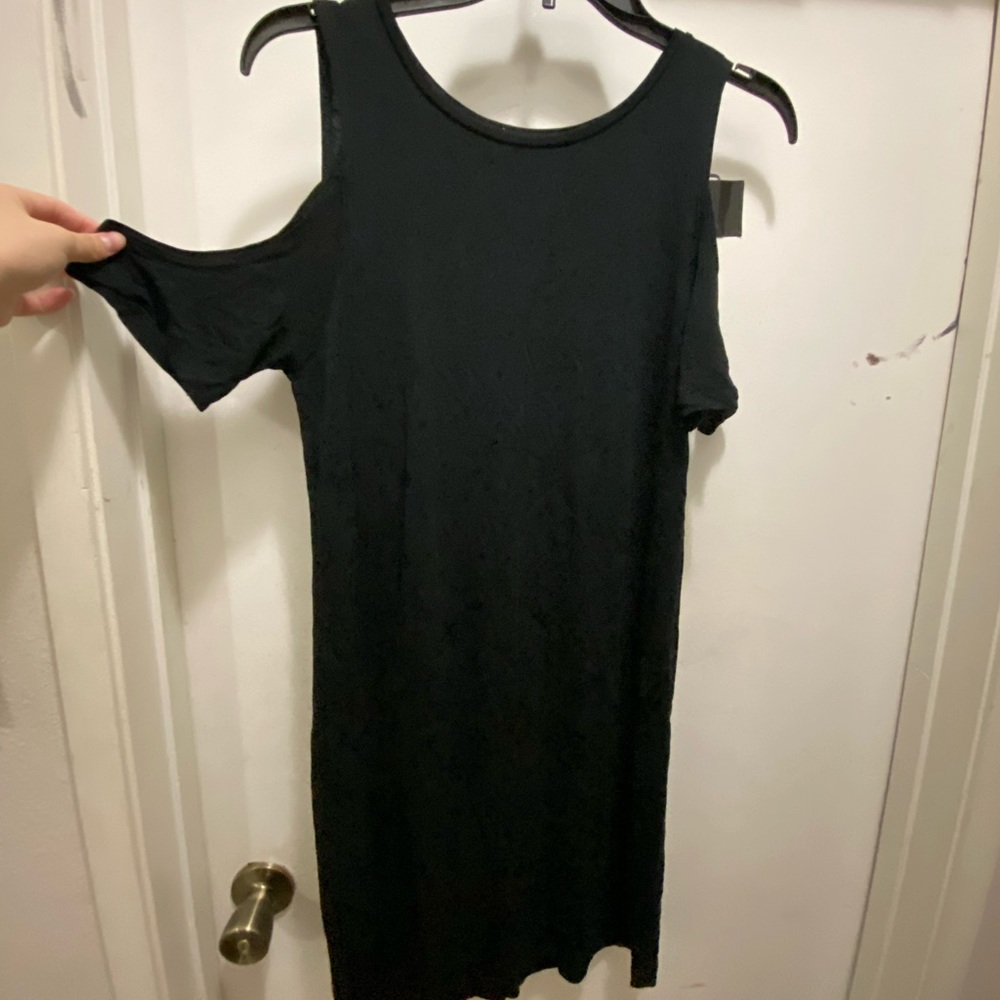 black t shirt dress with off shoulders
